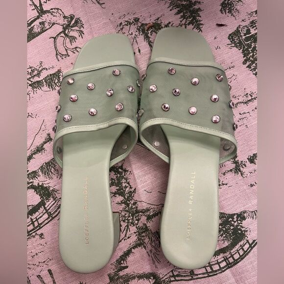 Loeffler Randall Brooke Mesh Mid Heel Mule Sandals w/ Crystal Embellishment NWT - Picture 10 of 11